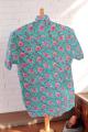Green Peach Bloom Handblock Cotton Shirt