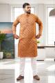 Brown Bandhani Cotton Kurta