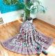 White Pink Green Handblock Print Double Bedsheet