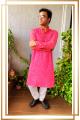 Gulaabi Bandhani Cotton Kurta